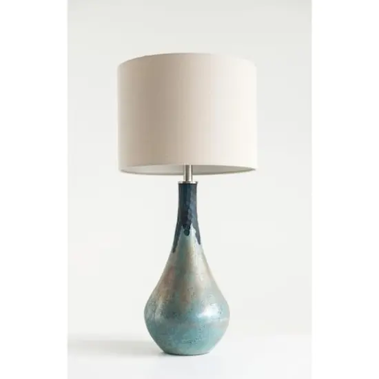 Hello Honey&reg; 32" Opal Finished Glass Table Lamp with Linen Shade {3}