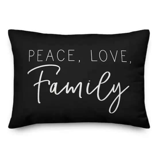 20" x 14" Peace Love Family Versatile Throw Pillow Black {1}