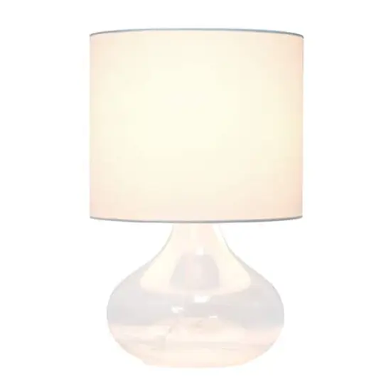 Simple Designs&trade; 14" Glass Raindrop Table Lamp with White Shade Clear with White Shade {3}