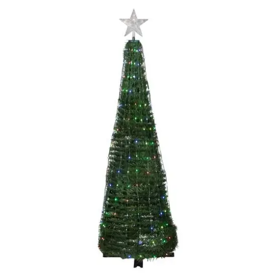 6ft. Pre-Lit Green Pop Up Artificial Outdoor Christmas Tree, Multiple Function Color-Changing Lights {1}