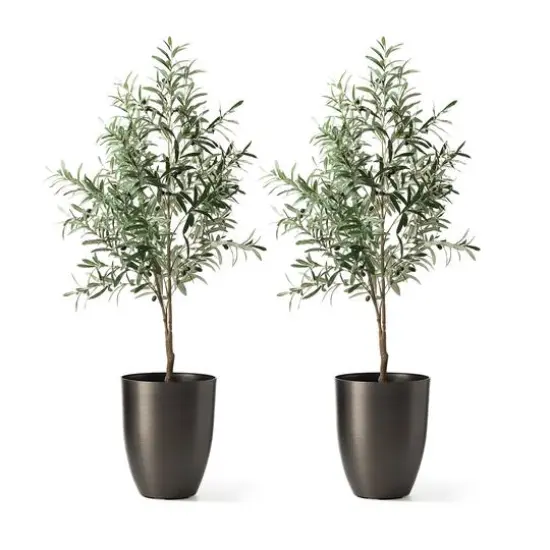 Glitzhome&reg; 16.75" Eco-Friendly Faux Brushed Steel Texture Planters, 2ct. {6}