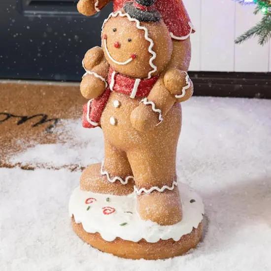 Glitzhome&reg; 29.25" Christmas Stacked Gingerbread Man Porch D&eacute;cor {7}
