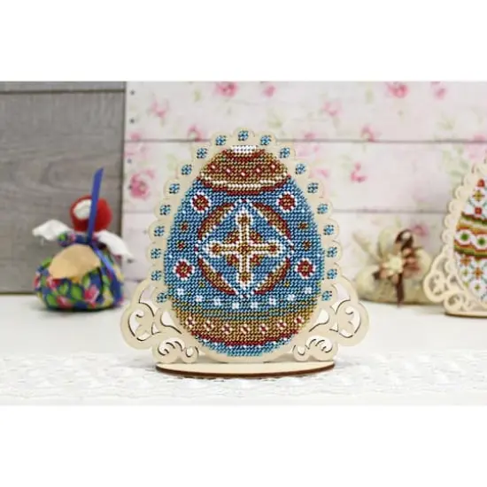 Mp Studia Blue Easter Egg Cross Stitch on Wood Kit {3}