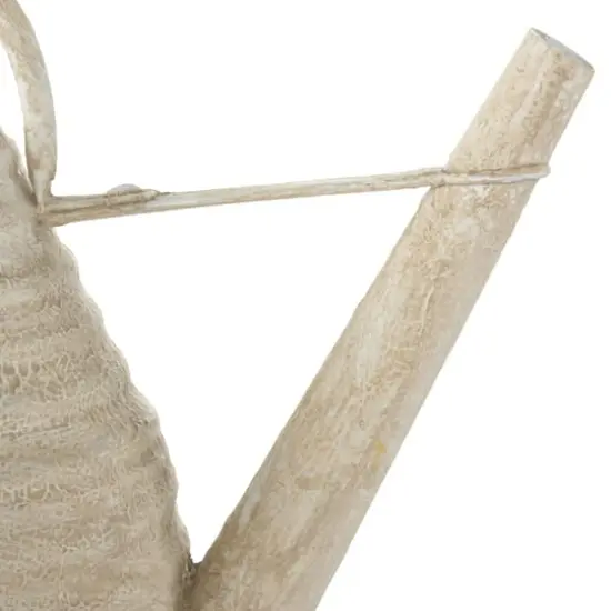 14" Cream Metal Beehive Shaped Watering Can Planter {5}