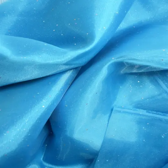 Feldman Light Blue Stars Organza Fabric {5}