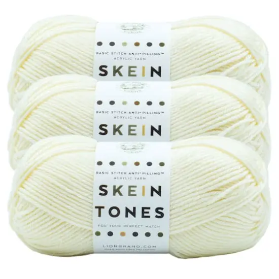 3 Pack Lion Brand&reg; Basic Stitch Anti Pilling&trade; Skein Tones YarnIvory {1}