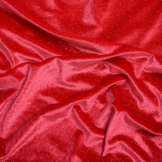 Feldman Red Sparkle Stretch Velvet Fabric {5}
