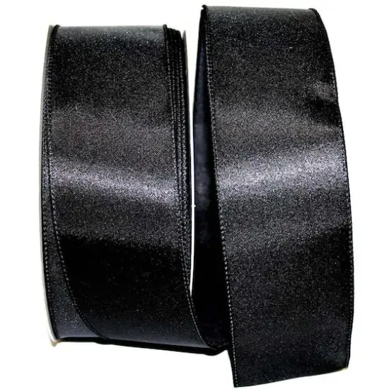 JAM Paper 2.5" x 50yd. Wired Satin Ribbon Black {1}
