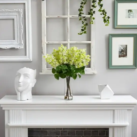 24" Artificial Green Lilac Arrangement with Cylinder Glass Vase {5}