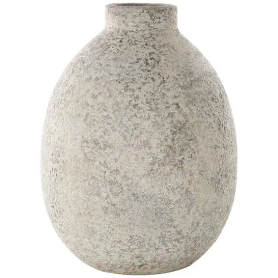 14.25" Beige Ceramic Handmade Antique Style Textured Decorative Vase {4}