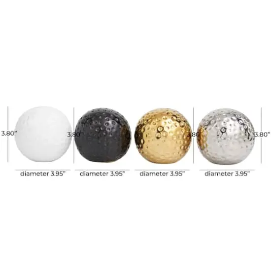 4" Hammered Detail Ceramic Ball Sculpture Set {5}