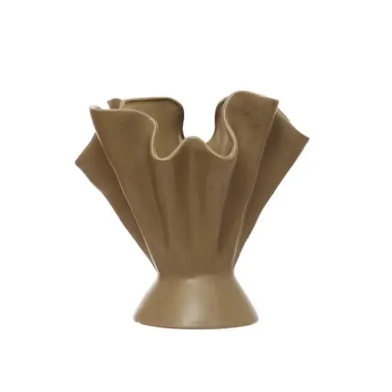 Hello Honey&reg; 12" Sage Reactive Glaze Stoneware Ruffled Vase {3}