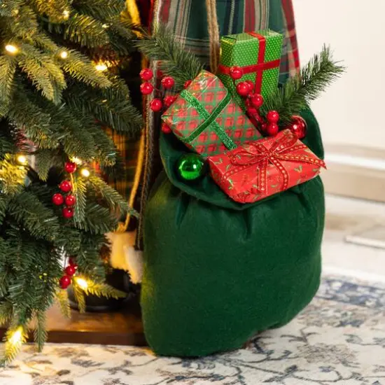 Glitzhome&reg; 4FT Oversized Christmas Woodland Santa with 5FT Lighted Green Artificial Christmas Tree {6}