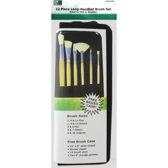 Art Advantage&reg; White Bristle with Case 12 Piece Brush Set {1}