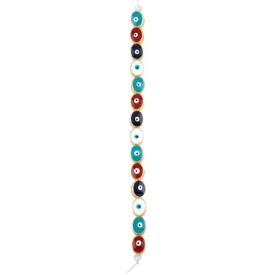 Multicolor & Gold Evil Eye Oval Beads, 9mm by Bead Landing&trade; {4}