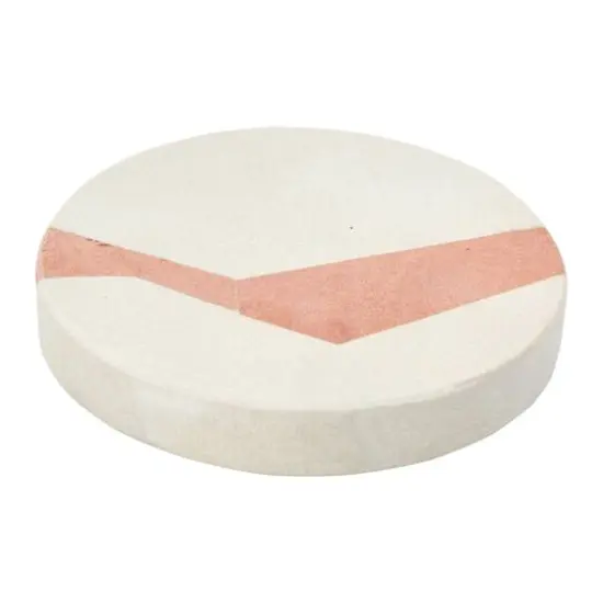 Hello Honey&reg; Off-White and Terracotta Round Sandstone Coaster Set with Abstract Design {8}