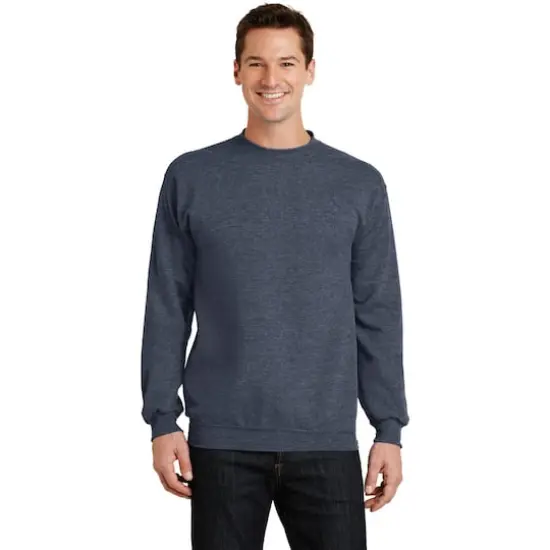 Port & Company&reg; Brights Core Fleece Crewneck Sweatshirt Heather Navy {4}
