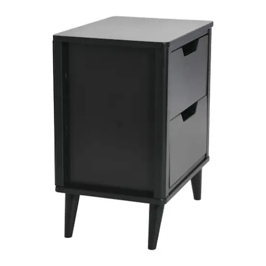 Hello Honey&reg; 26" Yume Mid Century Modern Solid Wood Nightstand with 2 Storage Drawers Black Stain Finish {5}