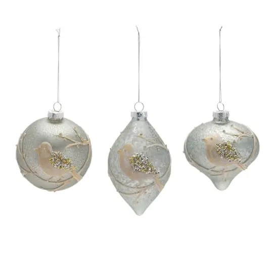 6ct. Assorted Beaded Glass Bird Ornament Set {3}