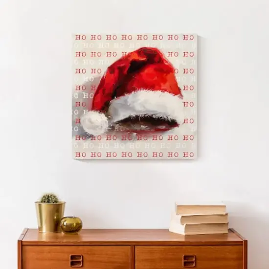 Painterly Santa Hat 16" x 16" Canvas Wall Art {5}