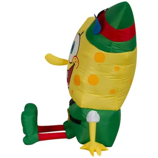 Airblown&reg; 3ft Christmas Inflatable SpongeBob in Elf Outfit {4}