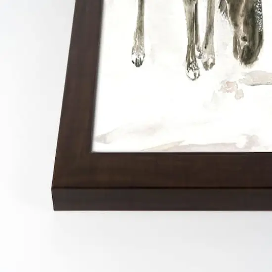 Winter Moose Walnut Framed Print Under Plexiglass {3}