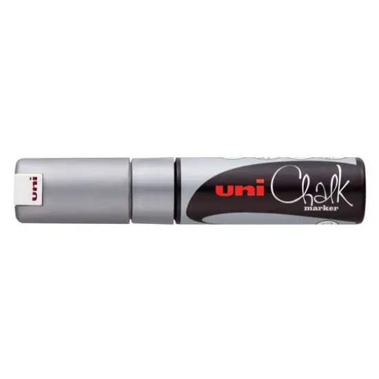 Uni Broad Chisel Tip Chalk Marker Silver {1}