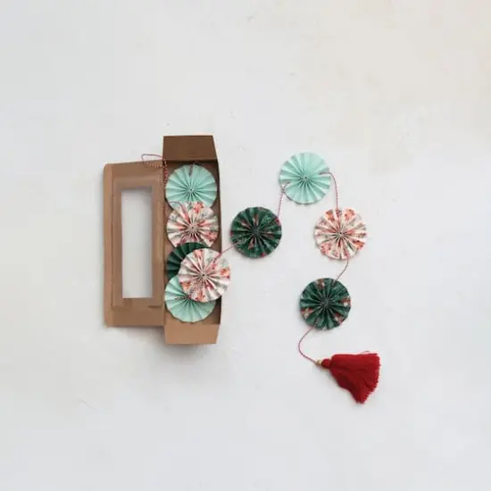 Hello Honey&reg; 5ft. Multicolor Handmade Recycled Paper Fan Garland with Cotton Tassel {3}