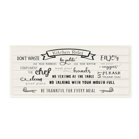 Stupell Industries Kitchen Rules List Family Happiness Motivational Phrases,7" x 17" {1}