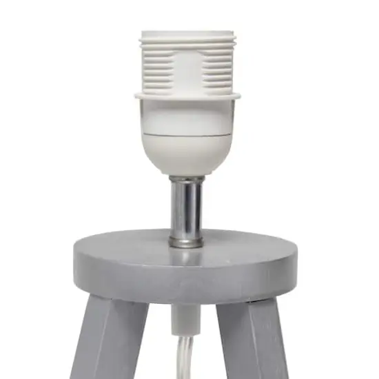Simple Designs 19" Interlocked Triangular Table Lamp with White Shade Gray and White {7}