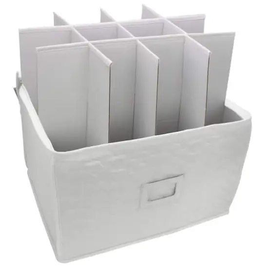 15" Sorbus Deluxe Stemware Storage Chest Beige {4}