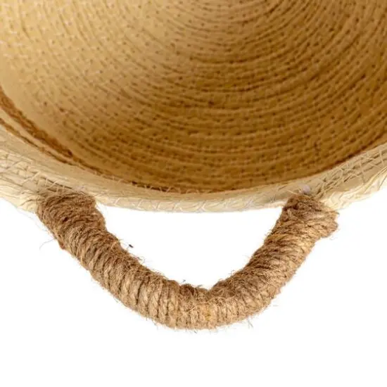 Household Essentials Natural Handwoven Corded Paper & Cattail Striped Basket Set with Handles {4}