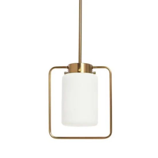 Hello Honey&reg; Robert Stevenson Lighting Ezra Metal & Frosted Glass Convertible Ceiling Light Brushed Brass {2}