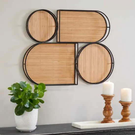 Brown Bamboo Modern Abstract Wall Decor, 28" x 3" x 21" {7}