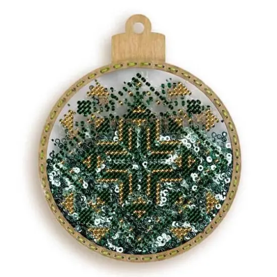 Wonderland Crafts Green & Gold Ball Ornament Bead Embroidery Kit {5}