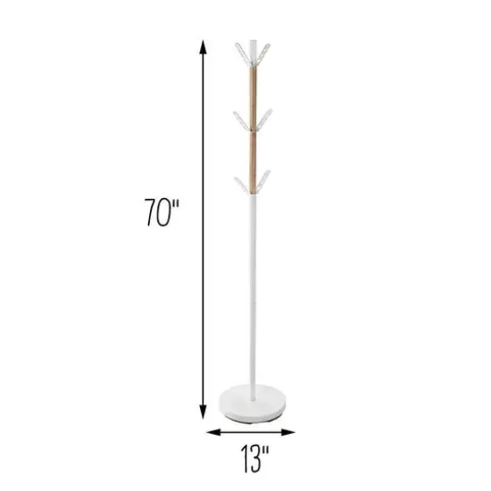 Honey Can Do 70" White Modern Standing Coat Rack {9}