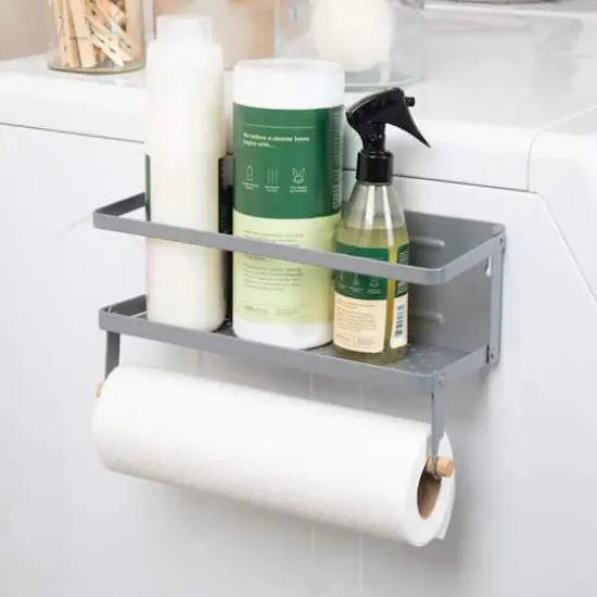 Household Essentials 12" Metal Spice Rack with Paper Towel Holder Gray {3}