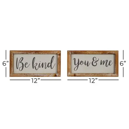 Set of 2 Brown Metal Farmhouse Sign Wall Decor, 12" x 6" {8}