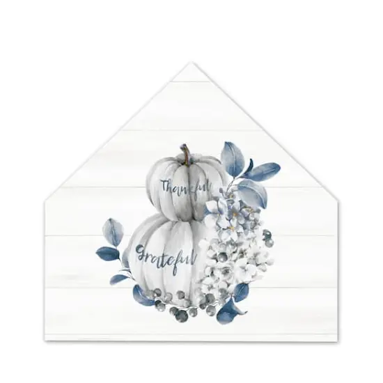 Thankful Blue Pumpkins House Shaped Canvas Wall Art {1}