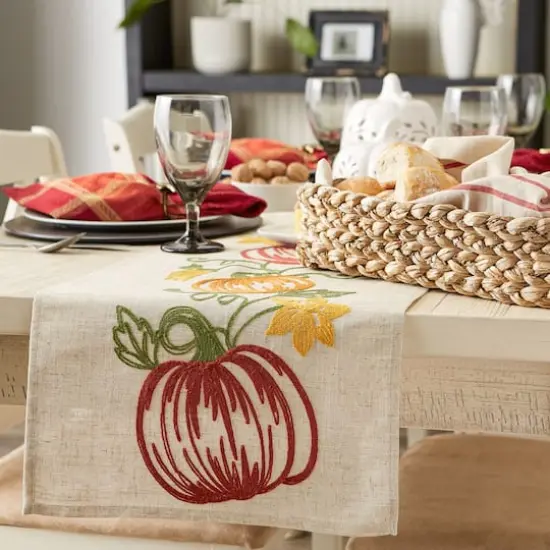 DII&reg; 70" Pumpkin Vine Embroidered Table Runner {5}