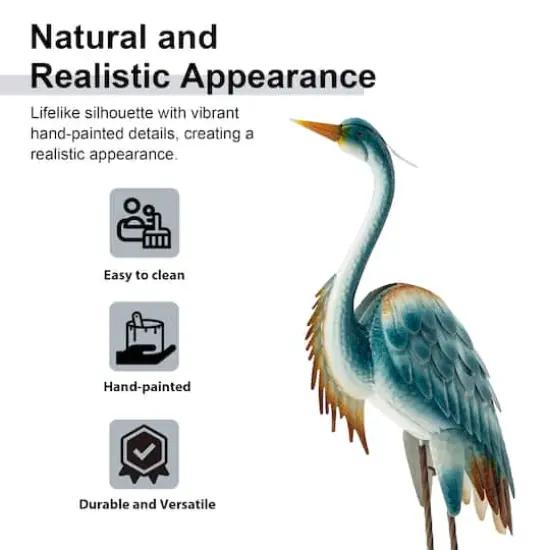 Glitzhome® 40" Metal Standing Crane Garden Statue with Stakes {6}