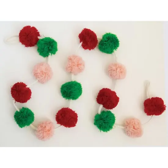 Hello Honey&reg; 6ft. Pink, Red & Green Wool Felt Pom Pom Garland {3}