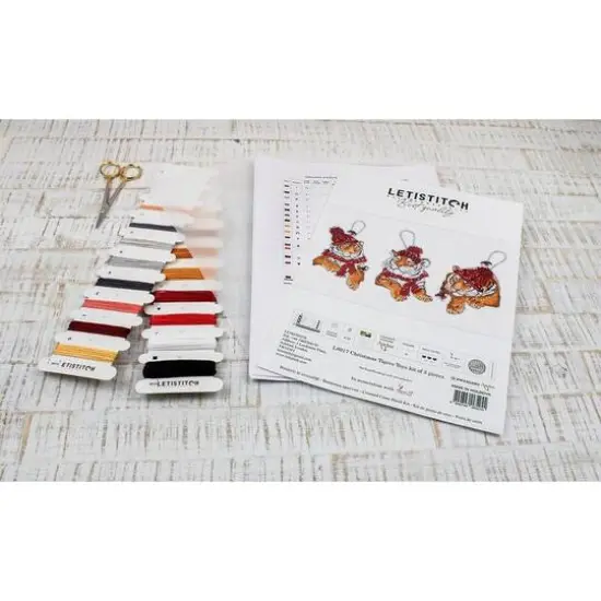 Letistitch Christmas Tigers Toys Set Plastic Canvas Counted Cross Stitch Kit {8}