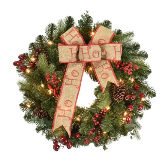 24" Pre-Lit Decorated Wreath {5}