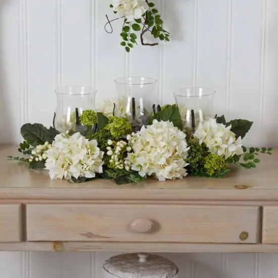 9.5" Snowball Hydrangea Triple Candelabrum {6}