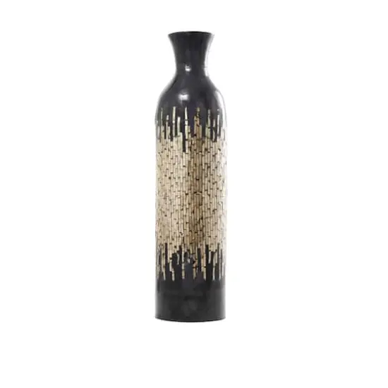 34" Black Capiz Shell Handmade Vase with Gold Ombre Design {3}