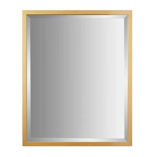 Head West Metal Framed Beveled Edge Rectangular Vanity Wall Mirror Brass {1}
