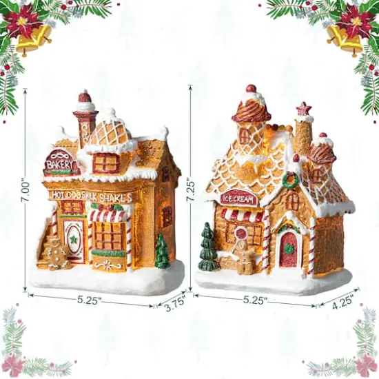 Glitzhome&reg; Light-Up Christmas Gingerbread House Table D&eacute;cor Set {9}