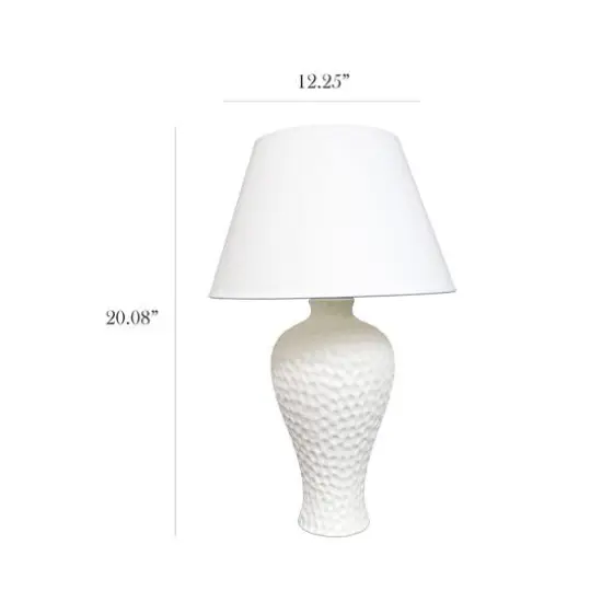 Simple Designs 20" Textured Stucco Curvy Ceramic Table Lamp White {4}