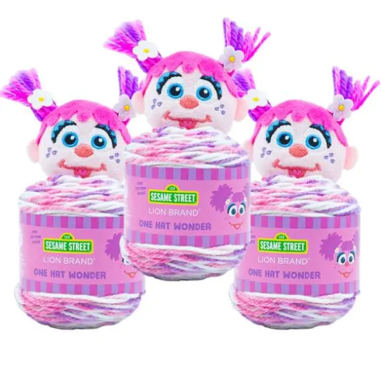 3 Pack Lion Brand&reg; Sesame Street&reg; One Hat Wonder Yarn Abby Cadabby {1}